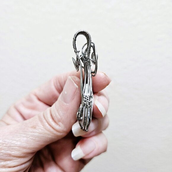 Dendrite Opal Black and White pendant Stainless Steel non tarnish wire & chain - Picture 10 of 12